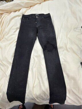 Amiri Black Distressed diamond glitter Jeans Size 32
